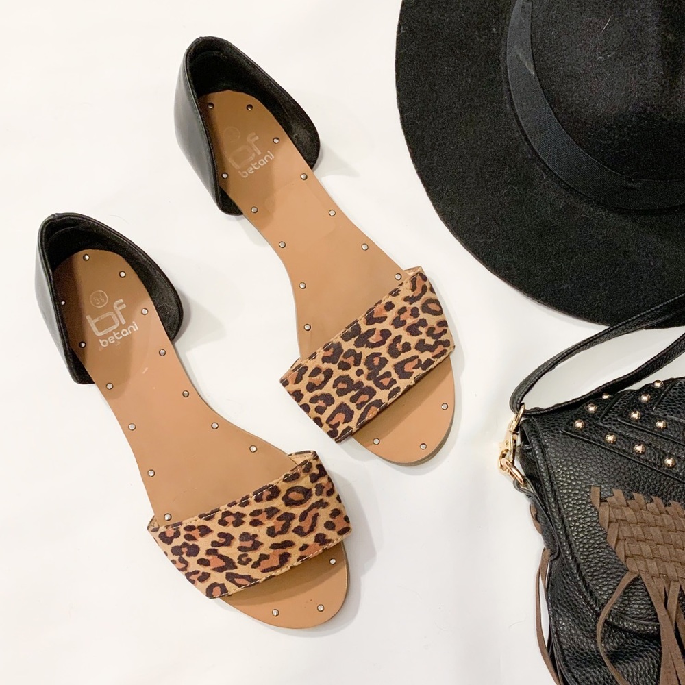 Betani Studded Slip op Sandal Leopard Print